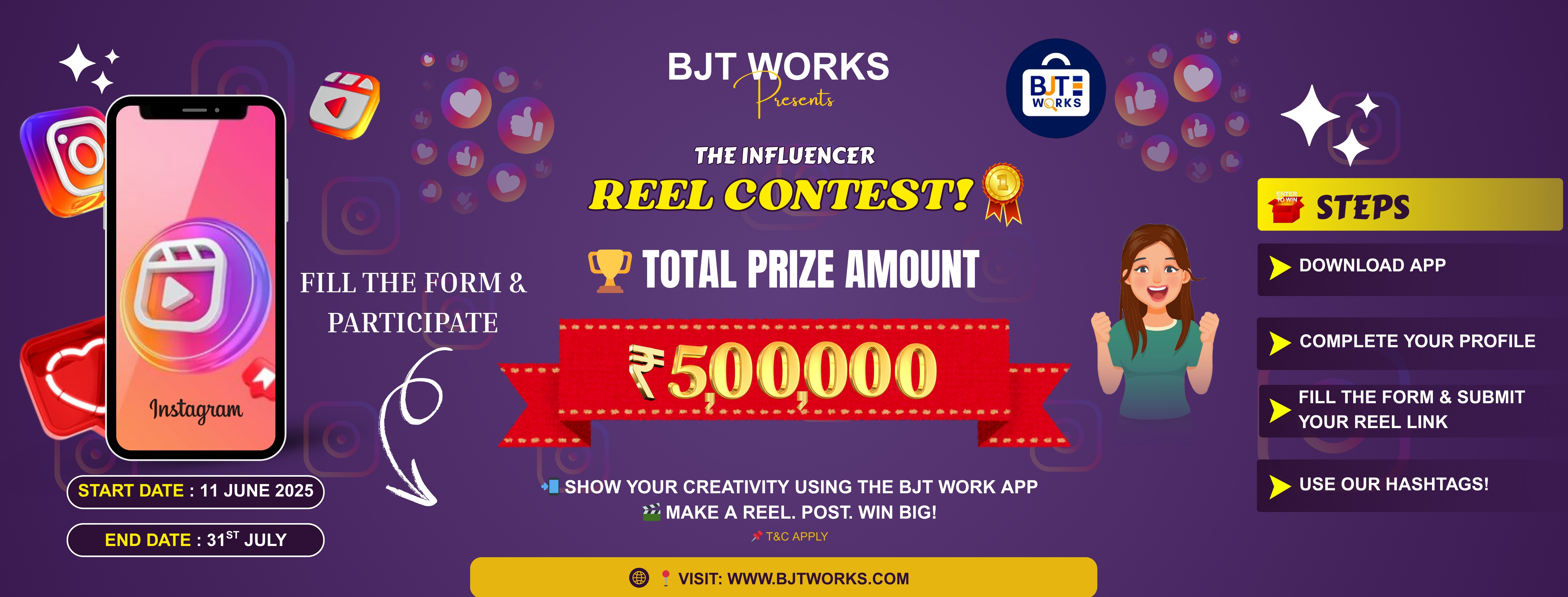 BJT Works Influencer Hunt Contest - Win ₹5,00,000