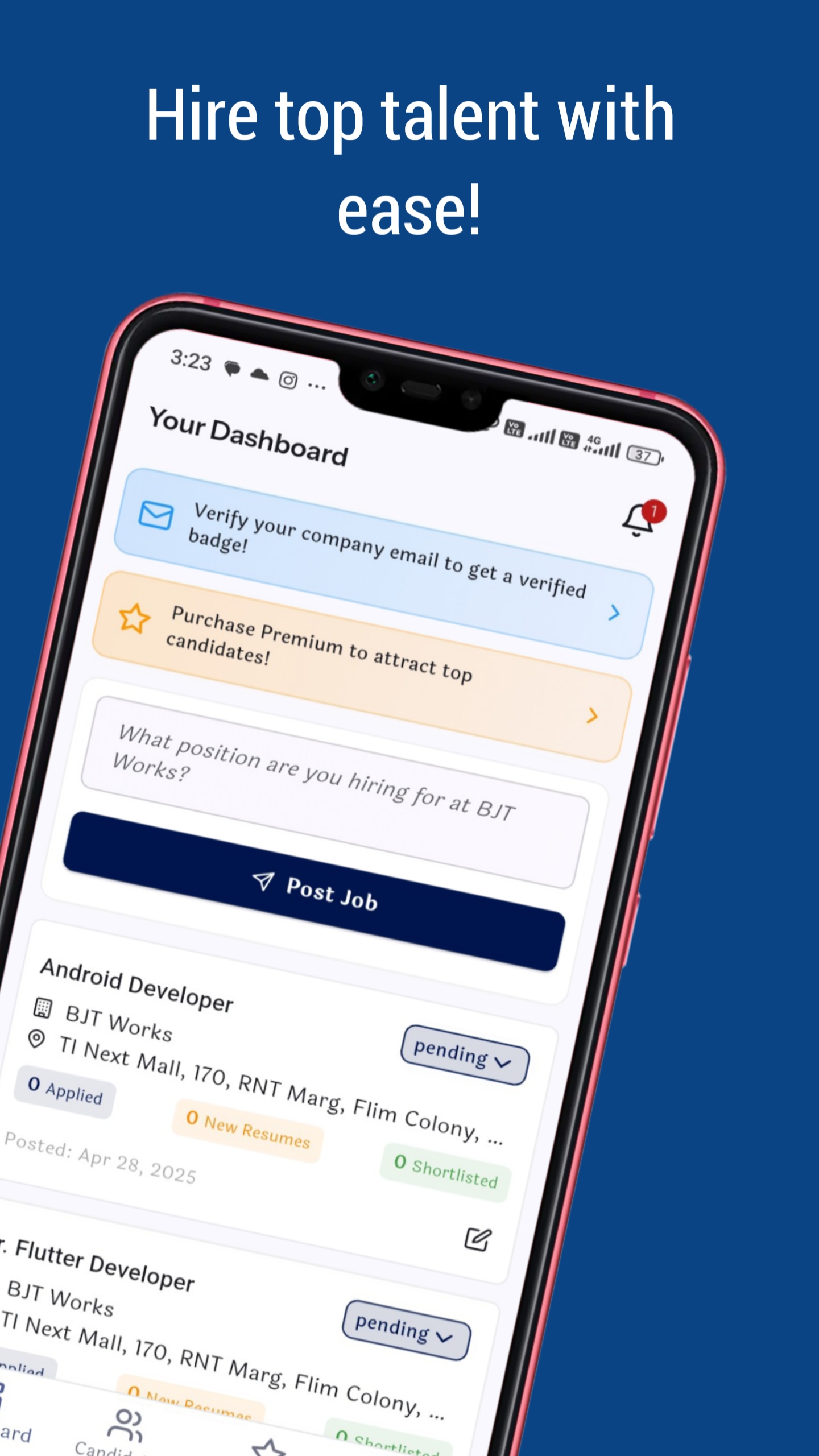 BJT Works App - Recruiter Dashboard