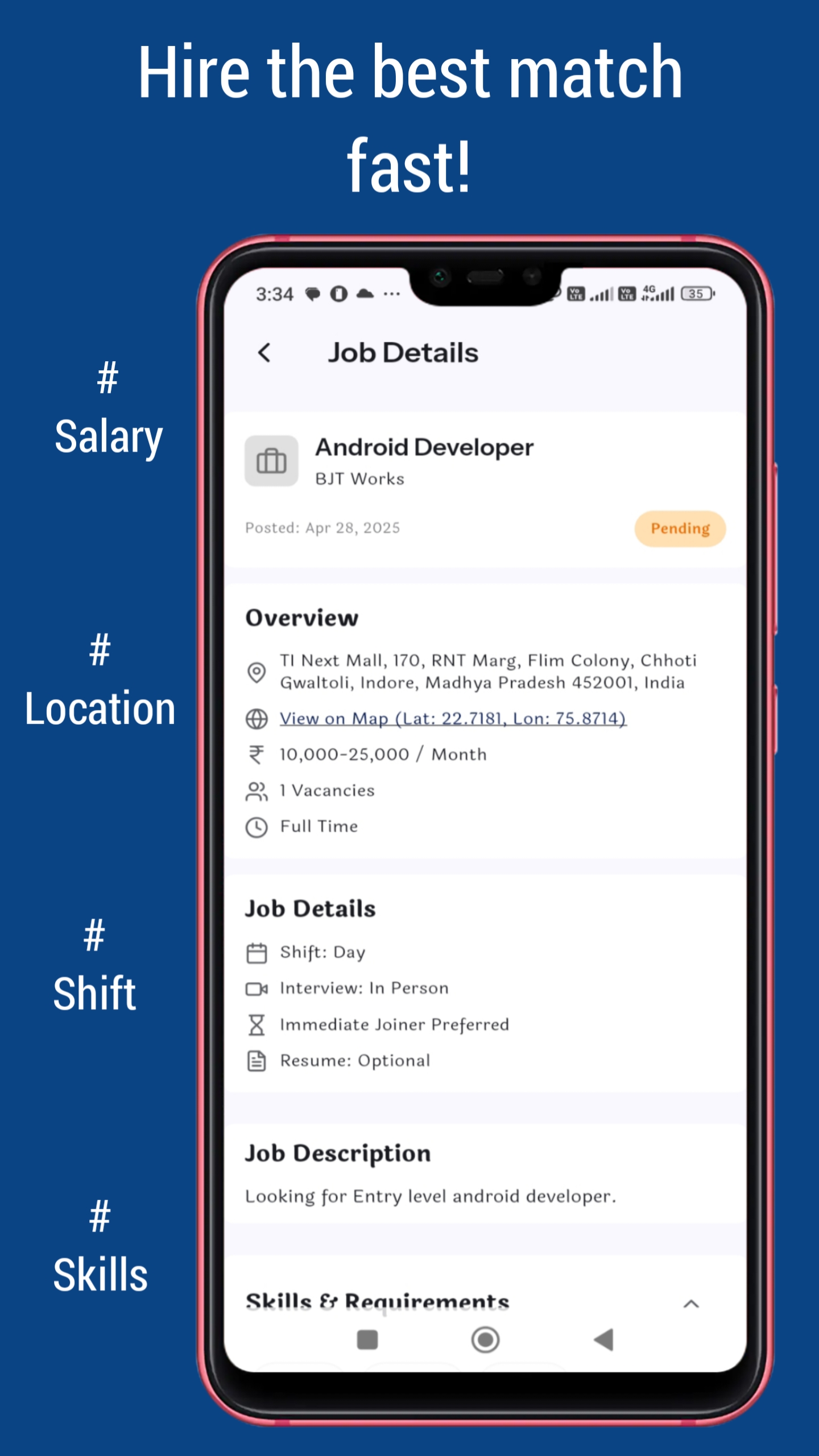 BJT Works App - Recruiter Job Posting Details