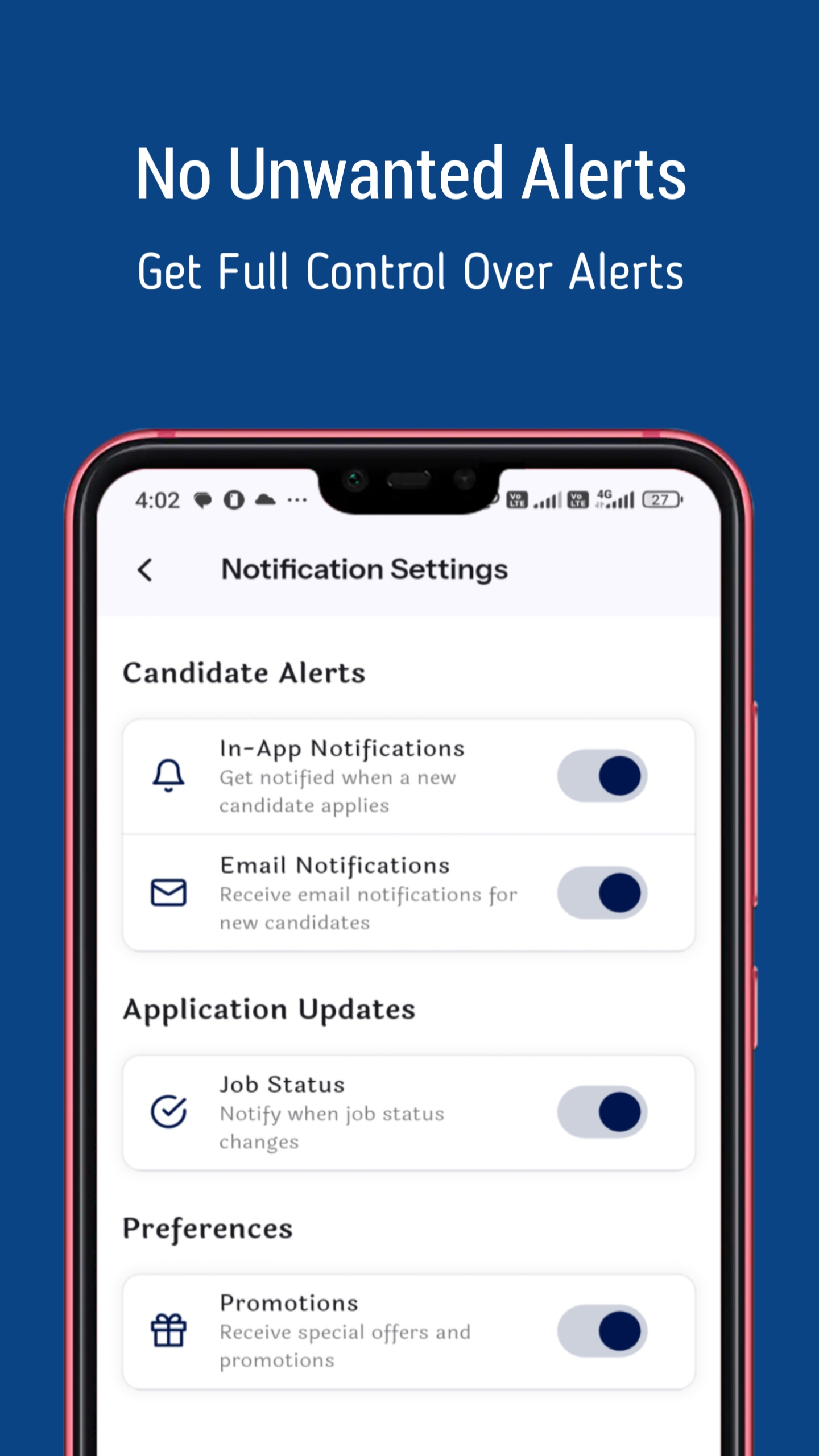 BJT Works App - Recruiter Notification Settings